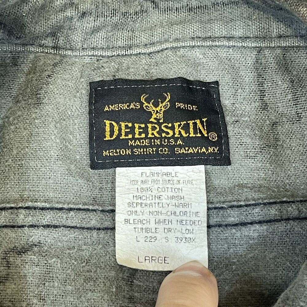 Vintage Melton Deerskin Shirt Mens Large TreBark Camo Chamois Hunting Pockets - Picture 7 of 9